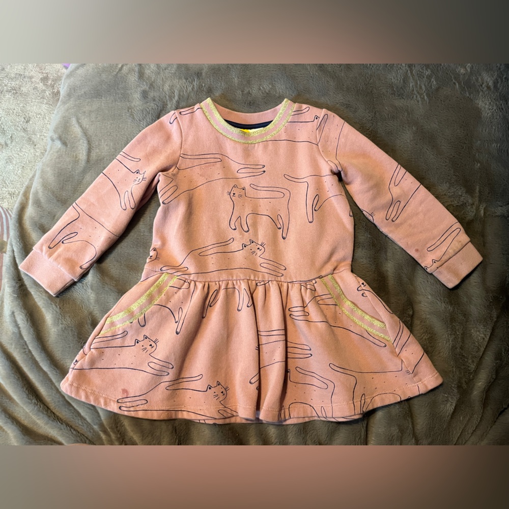 Mini Boden- 4-5Y -cat sweatshirt dress w pockets